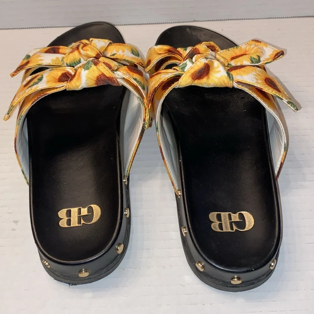 GB Peace Out Sunflower Bow Studded Detail Sandals/Slip-on Womens Sz-7 - Picture 5 of 7